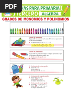 Grados de Monomios y Polinomios para Tercero de Primaria