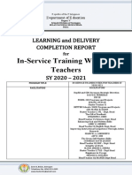 In-Service Training Week For Teachers: Learning and Delivery Completion Report