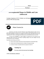 Developmental Stages in Middle and Late Adolescent