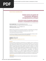 Modelos Teóricos de Gestión Del Conocimiento - Descriptores, Conceptualizaciones y Enfoques