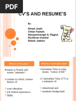 CV'S and Resume'S: Ninad Joshi. Onkar Kadam. Narayannsingh S. Rajput. Ravikiran Kashid Nilesh Jadhav