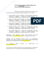 Constitución de Sociedad Anónima Cerrada Con Directorio