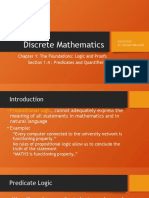 Discrete Mathematics: Chapter 1: The Foundations: Logic and Proofs Section 1.4: Predicates and Quantifiers