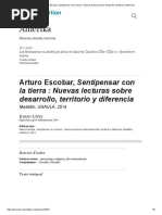 Arturo Escobar, Sentipensar Con La Tierra - Nuevas Lecturas Sobre Desarrollo, Territorio y Diferencia