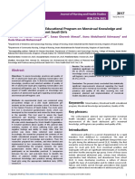 Effect of Planned Health Educational Program On Menstrual Knowledge and Practices Among Adolescent Saudi Girls