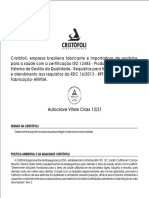 Autoclave Odontológico Cristófoli - Manual Técnico