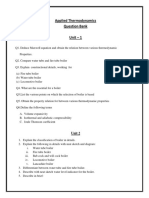 Applied Thermodynamics Question Bank Unit - 1