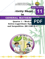 Activity Sheet In: General Mathemati