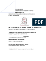 Las Excepciones en El Proceso Laboral Salvadoreño Con Relación Al Código Procesal Civil y Mercantil 2010