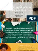 Planning and Organizing For Instruction: Prepared By: Group 2 Flordela Sanchez Maria Leonora Patriarca Jherilyn Obciana