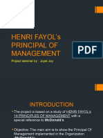 Henri Fayol's Principal of Management - by Joyel Joy