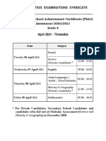 Psac Grade6 Amended Timetable