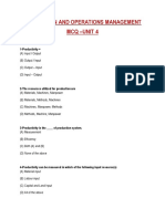 Production and Operations Management MCQ - Unit 4: 1-Productivity