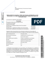 Publicación Anuncio Anuncio Resolució de Lalcaldia 7 2021 Llista Provisional Borsa Agent Policia Local