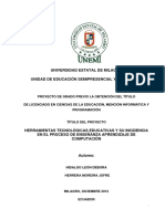 Herramientas Tecnológicas Educativas y Su Incidencia en El Proceso de Enseñanza Aprendizaje de Computación