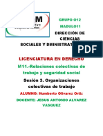 Licenciatura en Derecho: M11.-Relaciones Colectivas de Trabajo y Seguridad Social