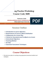 Teaching Practice Workshop Course Code: 8608: Mubeshera Tufail Allama Iqbal Open University