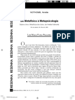 Da Metafísica A Metapsicologia - Metafísica Dos Tubos