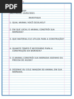 16.02 - Ciências - Roteiro Pesquisa - Moradia Dos Animais - 45 Cópias - F