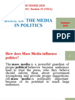 Role of The Media in Politics: SUMMER 2020 POL 101: Session 15 (NHA)