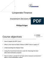 Corporate Finance: Investment Decisions Rules