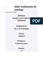 Tarea Unidad 3 Int. Psicología - Joseph Acosta Dickson - 100394442