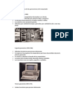 Principales Características de Las Generaciones Del Computador