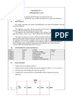 Experiment No. 1 Kirchhoff'S Law I. Objectives