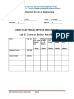 Lab 9 Common Emitter Amplifier: Department of Electrical Engineering