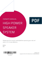 High Power Speaker System: Owner'S Manual