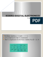 Ec8392-Digital Electronics: 1's and 2's Complement Binary Arithmetic