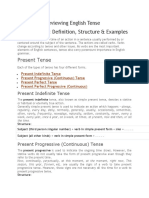 Grade 8 (9) : Reviewing English Tense Present Tense: Definition, Structure & Examples