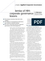 The Demise of HIH: Corporate Governance Lessons