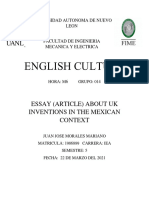 English Culture: Essay (Article) About Uk Inventions in The Mexican Context