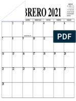 Calendario Febrero 2021