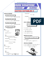 Ejercicios de Productos Notables 2 para Cuarto de Secundaria