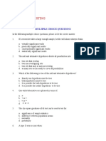 Hypothesis Testing: Multiple Choice Questions