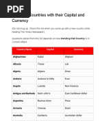 List of All Countries With Their Capital and Currency