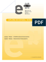 Diploma de Español. Nivel Inicial: Prueba 1 Interpretación de Textos Escritos Prueba 2 Producción de Textos Escritos