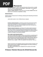 Primary Market Research (Field Research)