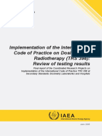 Implementation of The International Code of Practice On Dosimetry in Radiotherapy (TRS 398) : Review of Testing Results