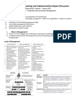 Quality Systems Organizing and Implementation Report Discussion