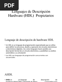 Lenguajes de Descripción Hardware (HDL) Propietarios