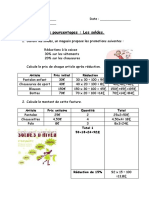 Les Pourcentages: Les Soldes.: Article Prix Initial Réduction Nouveau Prix