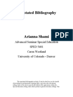 Annotated Bibliography: Advanced Seminar Special Education SPED 5401 Caron Westland University of Colorado - Denver