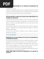 Licencia de Maternidad en El Contrato de Prestación de Servicios