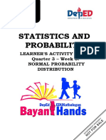 Statistics and Probability: Learner'S Activity Sheet Quarter 3 - Week 3: Normal Probability Distribution