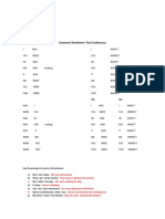 Grammar Worksheet Past Continuous