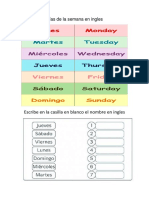 Días de La Semana en Ingles