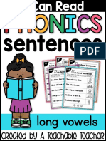 Phonics Sentences Long Vowels From A Teachable Teacher